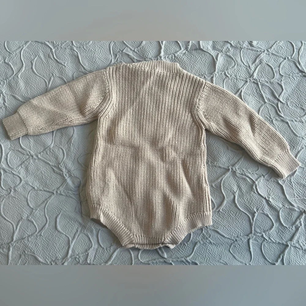 0-6 Months Baby Knitted Jumpsuit Long Sleeve Infant Warm Romper (0512)